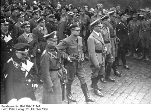 Adolf Hitler at the funeral of the Reich Governor in Braunschweig and Anhalt, Gauleiter Wilhelm Loeper in Dessau
